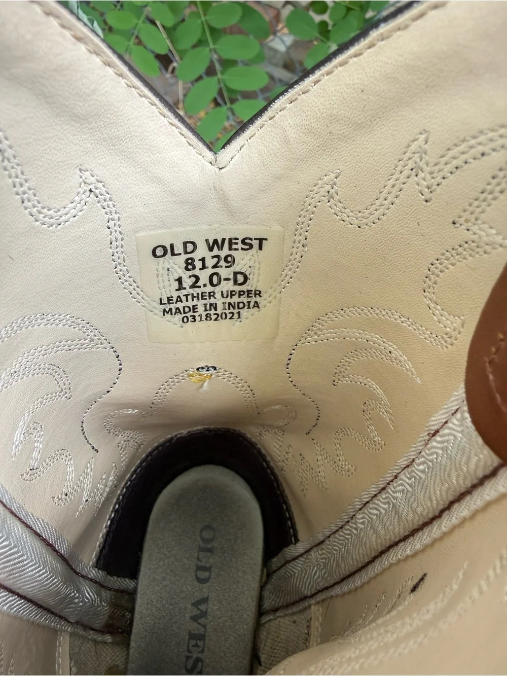Old West jama India Kids Leather Western Cowboy Boots Tan Size 12